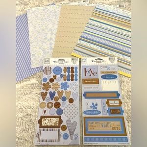 🍼 HEIDI GRACE DESIGNS “BABY BOY” ADHESIVE CHIPBOARD & SCRAPBOOK PAPER BUNDLE!